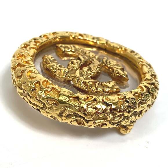 Chanel Cc Logo Circle Brooch Gold-Tone #209027C24B - Picture 5 of 9
